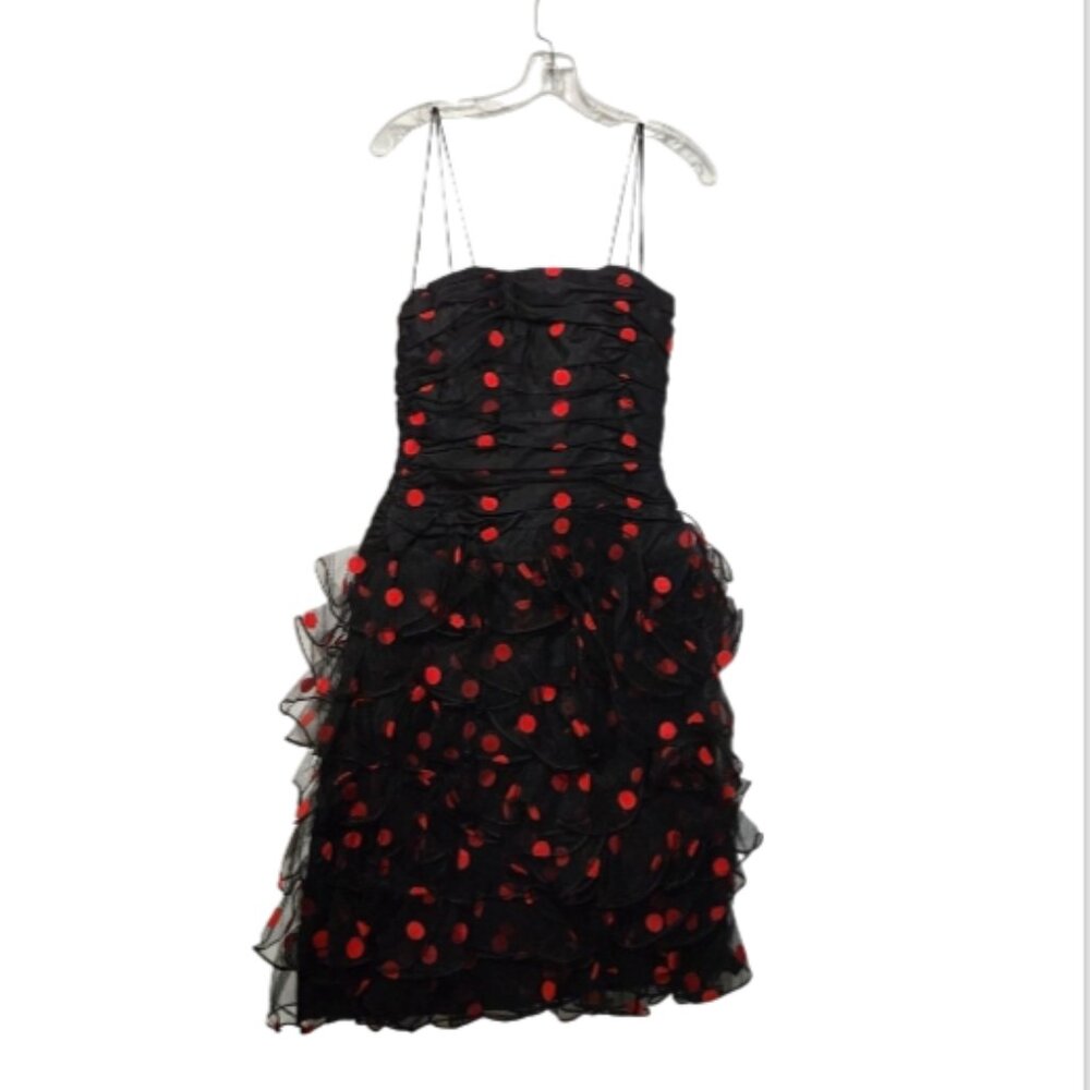 Vtg 80's Red Polka Dot Cocktail Dress After Five by Julie Duroche Strapless - Picture 10 of 13